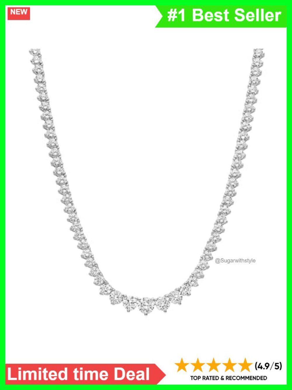 Graduated Tennis Necklace 5A CZ Gold Plated Adjustable 15-18 In